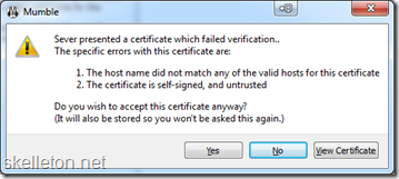 Mumble certificate error